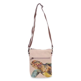 COTT N CURLS Sea Turtle Small Crossbody Purse - 9" x 7.5" Cotton Canvas Crossbody Bag and Phone Wallet with Leather Straps, Handcrafted Small Purses for Women, Durable Cross Body Bag
