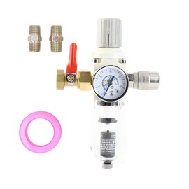 Auto Drain Air Line Filter 1/2in NPT Inlet Air Compressor Moisture Filter with 150PSI Pressure Gauge and Valve Switch