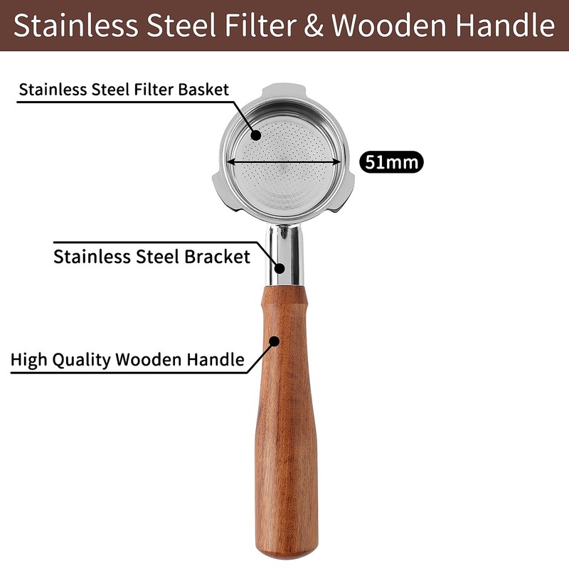 51mm Bottomless Portafilter for CM5418, 3 Ears Portafilter with 51mm
