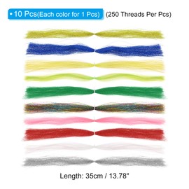 PATIKIL Crystal Flash Fly Fishing Line Fly Tying Material, 10Pcs 250 Strands Dry Flies Decorating Accessories for Making Fishing Hook Lure Flies 10 Colors
