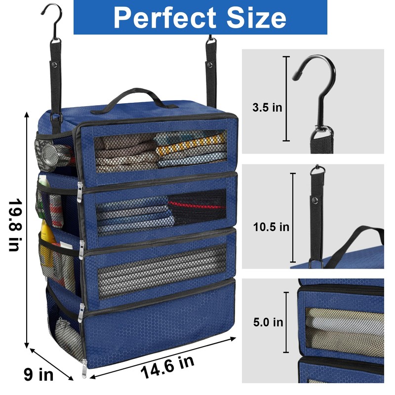 Olosar Suitcase Organizer, Travel Luggage Organizer Portable Hanging Travel Shelves