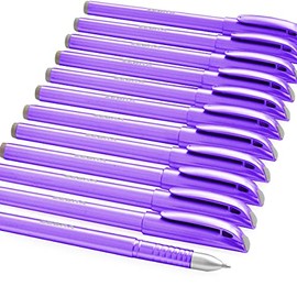Zebra ZGE Gel Ink Stick Pens - Metallic Barrel - 0.7mm - Metallic Purple - Pack of 12