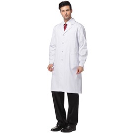 Nideen White Lab Coats Doctor Workwear Unisex Lab Coat Scrubs for Woman and Man L