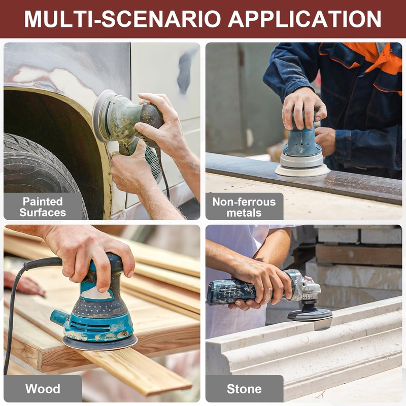 100 PCS 5 Inch Sandpape 220 Grit, 8 Hole Sanding