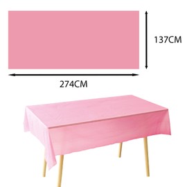 Pack of 3 Rectangular Pink Party Tablecloths, 137 x 274 cm Tablecloth, Paper Roll, Disposable Plastic Tablecloth, Waterproof, Oil-Resistant Tablecloths for Party, Picnic, Birthday, Weddings