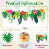 JarThenaAMCS Tropical Flower Garland Luau Hibiscus Palm Leaves Paper Banner
