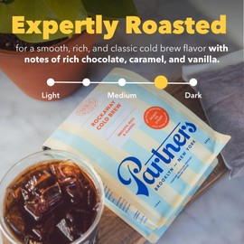 Partners Rockaway Blend | Cold Brew Coffee Bags | Medium Roast Ground Coffee | 12 ounces - 4 x 3oz Bags | Cold Brew Made Simple