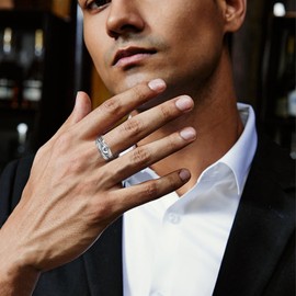 CHENGHONG Viking Ring Men's Silver 925 Adjustable Rings Celtic Viking Jewellery Rune Amulet Jewellery Birthday Gifts for Men, Silver