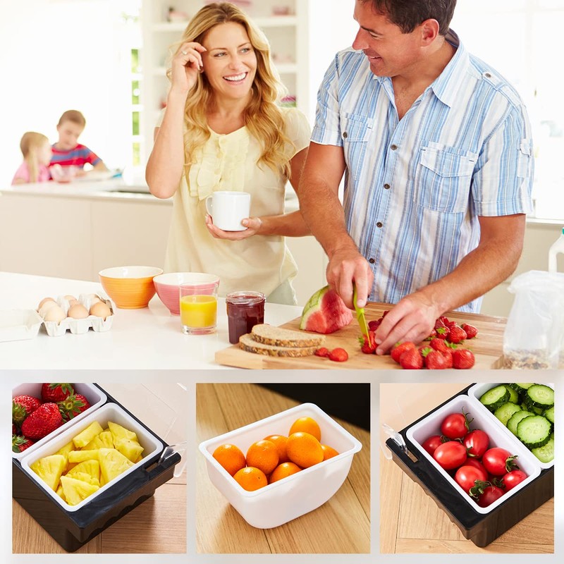 MUKEEN Ice Cooled Condiment Serving Container-6 Compartment Chilled Garnish Tray