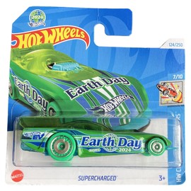 Hot Wheels - Supercharged - HW Celebration Racers 7/10 - HTB00 - Short Card - Earth Day - Green - Mattel 2024 - 1:64