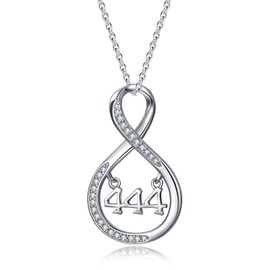 OHAYOO Angel Number 444 Necklace 925 Sterling Silver Infinity Angel Number Pendant Necklace Numerology Jewelry for Women