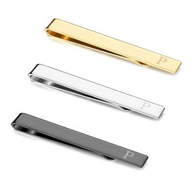 Drperfect 3 Pcs Stainless Steel Tie Clip Set for Men - Classic Gold, Silver, Black Tone - Business, Wedding, Anniversary - Men's Professional or Formal Occasions