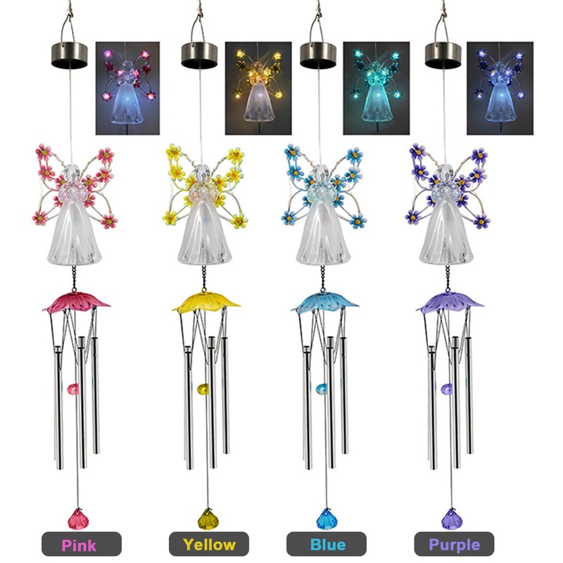 Strackvial Solar LED Angel Wind Chimes, Hanging Angel Wind Chime