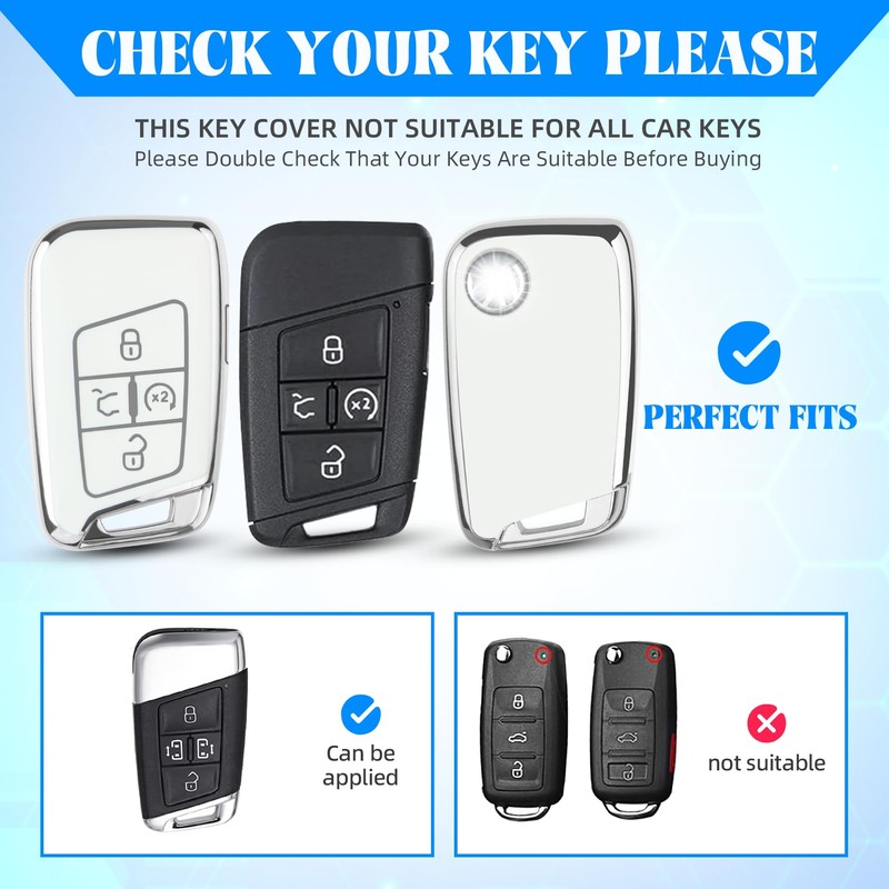QBUC for Volkswagen Key Fob Cover,5 Buttons Soft TPU Protection