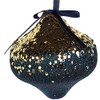 6 x Sequin Navy Blue Gold Christmas Tree Baubles Decorations