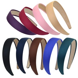 Pack of 9 Satin Headbands, Hard Headbands, Satin Headbands, Headbands, Non-Slip Band, Hair Bands, DIY Hair Accessories, Headwear for Women and Girls (9 Colours)