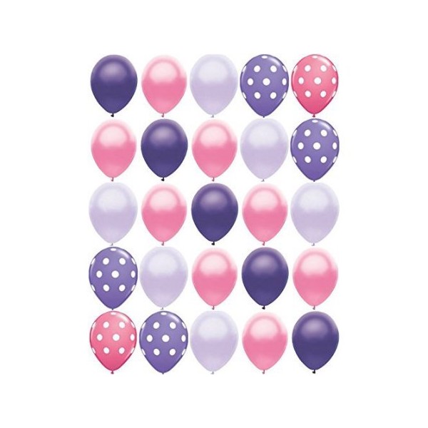 25 pc Pink and Purple Polka Dot 11" latex balloons Princess party Birthday Baby Shower