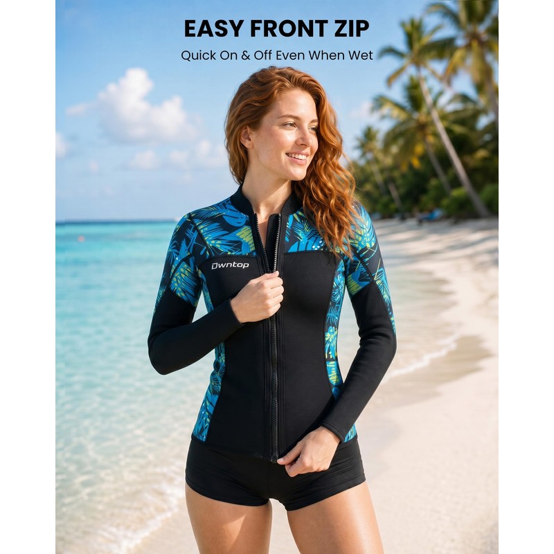 Owntop Women Wetsuit Top, 2mm Thermal High Stretch Neoprene