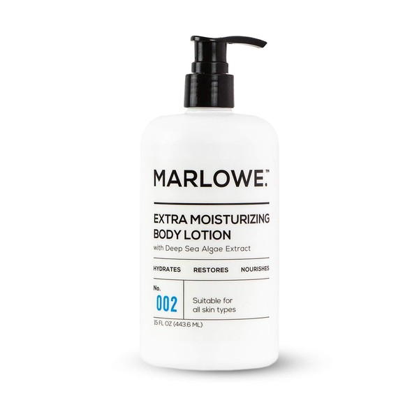 MARLOWE. 002 Extra Moisturizing Body Lotion 15 oz | Daily Lotion for Dry Skin for Men and Women | Light Fresh Scent | Includes Natural Extracts | Vegan & Cruelty-Free