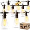 Jerritte 60FT LED Outdoor String Lights with 16+1 Edison Shatterproof