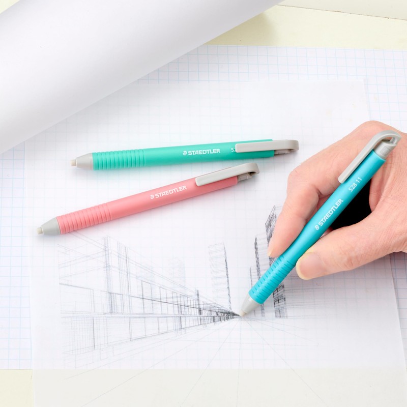 STAEDTLER Vinyl Eraser Holder (3-Pack): Retractable Erasers for Pencils, Soft