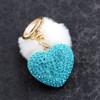 Tobestu Sparkly Rhinestone Heart Keychain Car Keyrings Pompom Ball Charms