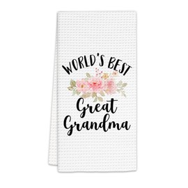 FIicy Great Grandma Gifts Kitchen Towels, Gifts for Great Grandma Dish Towels, Best GreatGrandma Gift Decorative Hand Towels for Kitchen, World’s Best GreatGrandma Kitchens Bathroom Decor(16x24 in)