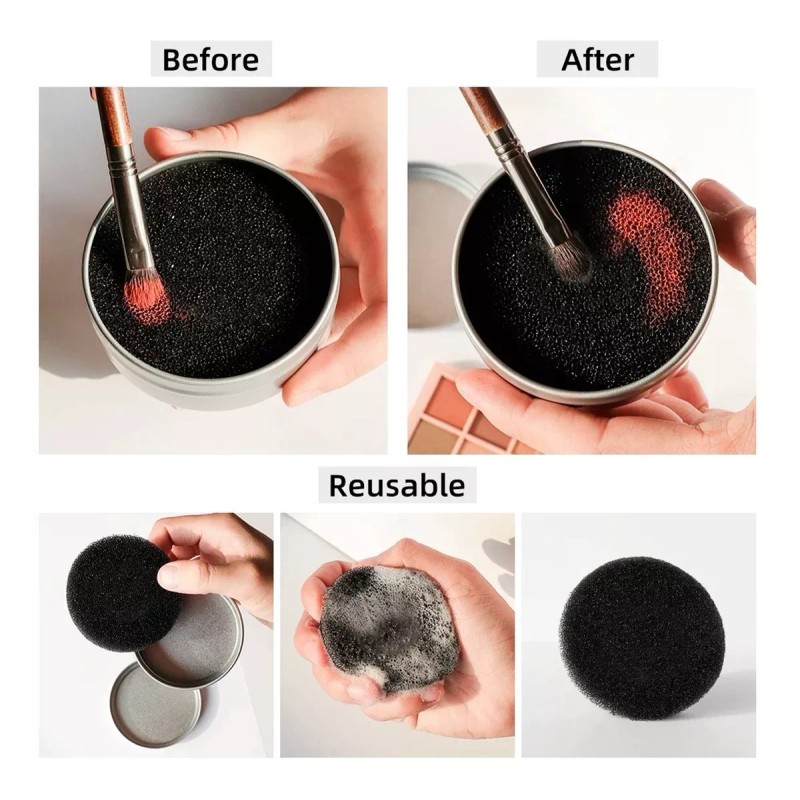 Universo en Linea Limpia Brochas En Seco Maquillaje Estuche Esponja