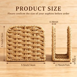 Upright Woven Rattan Napkin Holder for Table, Flaxen