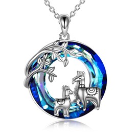 YAFEINI Llama Gifts 925 Sterling Silver Llama Necklace Crystal Alpaca Pendant Jewelry for Women Girls Gifts