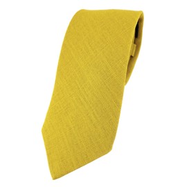 TigerTie Designer tie in plain colour, 100% linen, tie width 7.5 cm, mustard yellow