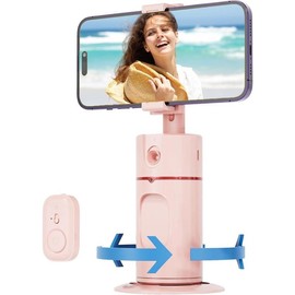 Auto Face Tracking Tripod, No App Required, 360? Rotation Auto Tracking Phone Holder with Remote, Gesture Control, Rechargeable Phone Camera Mount for Live Vlog Streaming Video - Color: Black