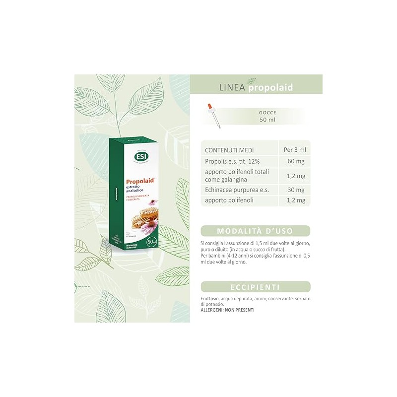 ESI - Propolaid Estratto Puro Analcolico, Integratore Alimentare di Propolis,