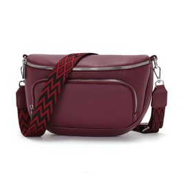 Boadlol Large Bum Bag Women's Shoulder Bag Crossbody Bag Shoulder Bag Chest Bag Lightweight with Multiple Compartments Adjustable, Gothic Red