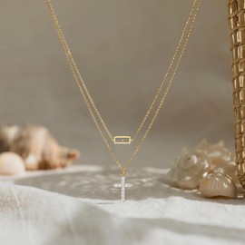 LIUANAN Mustard Seed Necklace for Women Christian Faith Jewelry Layered Gold Cross Necklaces Religious Gift Christian Gifts for Women Mom Daughter (Mustard Seed Necklace-square gold)