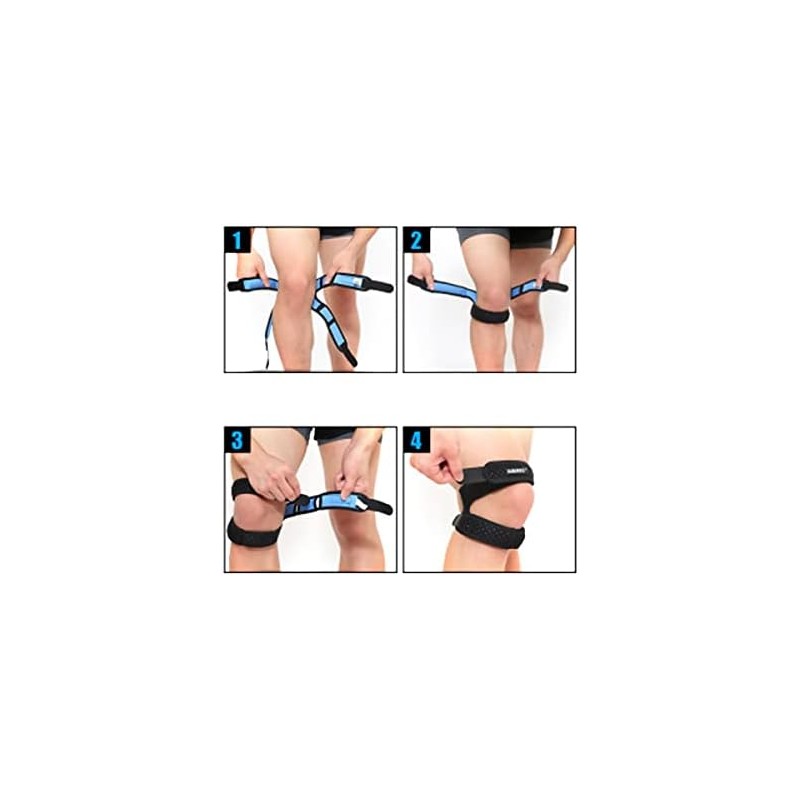 1 Par Rodillera Ajustable con Soporte Rótula, Estabilizador Deportes Negro
