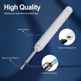 Ear Wax Removal, Ear Wax Removal Tool Camera Built-in 1296P, Easy and Safe Ear Cleaning, Earwax Removal kit with 9 Ear Set and 8 Traditional Tools (Cream)