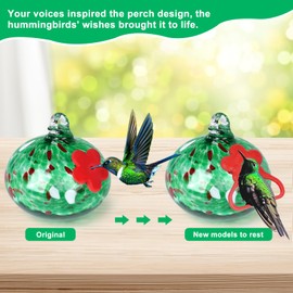 Headak Life Charming Wind Chimes Hummingbird feeders for Outdoors Hanging ant and bee Proof,Never Leak,Perfect Garden Decor for Outside(Green)…