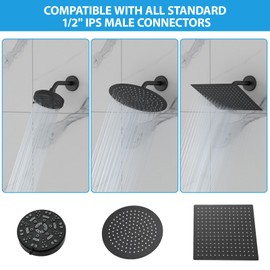 Lordear 6 Inch Black Shower Arm T304 Stainless Steel Shower Head Extension Arm 6'' Shower Extender Arm with Flange Shower Head Pipe