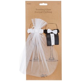 1 Pair of Decorated Bride and Groom Champagne Flutes, A