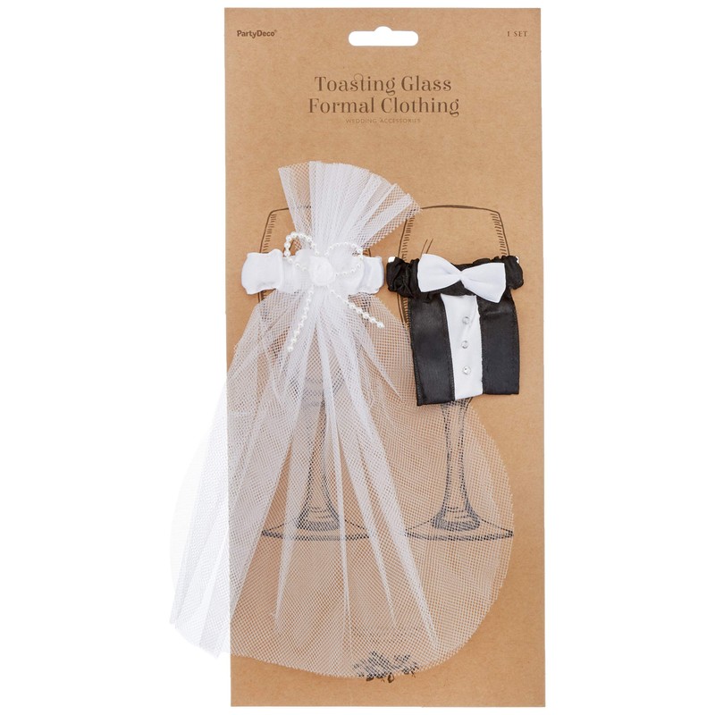 1 Pair of Decorated Bride and Groom Champagne Flutes, A