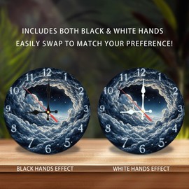 Lancholy Sky Clouds Clock Wall Art Home Decor 10-Inch Wooden Wall Clock, Silent Movement, Battery Operated (AA Batteries Not Included), Artistic Home Decor, Perfect for Home Accents