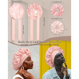 MinersGO Reversible Satin Bonnet for Sleeping Women Double Layer Hair Bonnet with 2PCS Hair Scrunchies Elastic Tie Band Night Cap (Apricot Powder+Champagne)