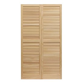 LTL Home Products SHL39 Exterior Solid Wood Louvered Window Shutters, 15" x 39", Unfinished Pine