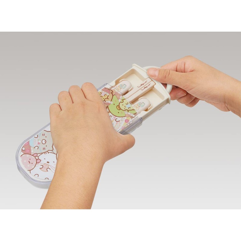 Skater TACC2AG-A Children's Antibacterial Trio Set, Chopsticks, Spoon, Fork, Sumikko