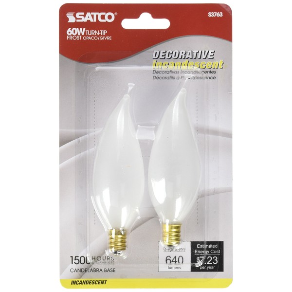 Satco Products S3763 120-Volt 60CA10 Candelabra Base Frost Light Bulb