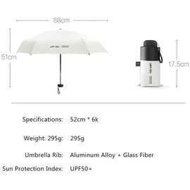 OAICIA Umbrella, Stormproof, Small Pocket Umbrella, Windproof, UV Protection, Ultralight Umbrella, Foldable, Robust Mini Umbrella for Men, Children, Women, White