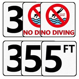 Swimming Pool Depth Marker Sticker No Diving Adhesive Pool Safety Marker 4 Pieces NO DIVING Pool Signs Decor Shallow Water 6 In with 4 inch lettering Vinyl Depth Markers Pool Warning Stickers