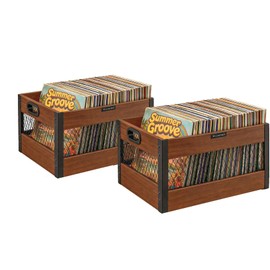 X-cosrack Vinyl Record Storage Crate, Wooden LP Record Organizer, Holds 60–80 Records Each, 2 Packs Classic Cube Storage for Albums