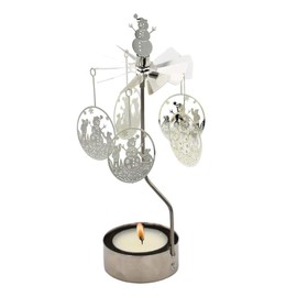 HOKHBCW Rotary Candle Holder Spinning Candleholder Metal Small Gift (Snowman)